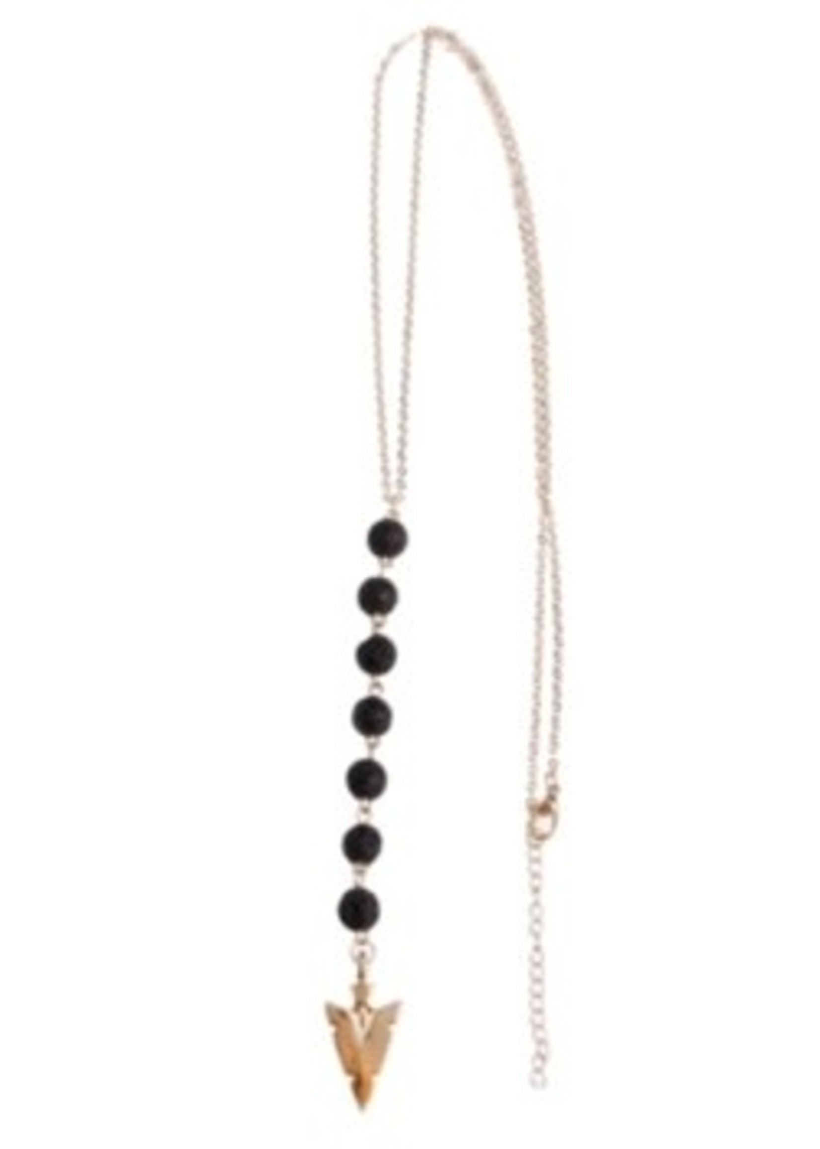 Oily Blends LLC Long Lava Bead Diffuser Necklace Gold Arrow
