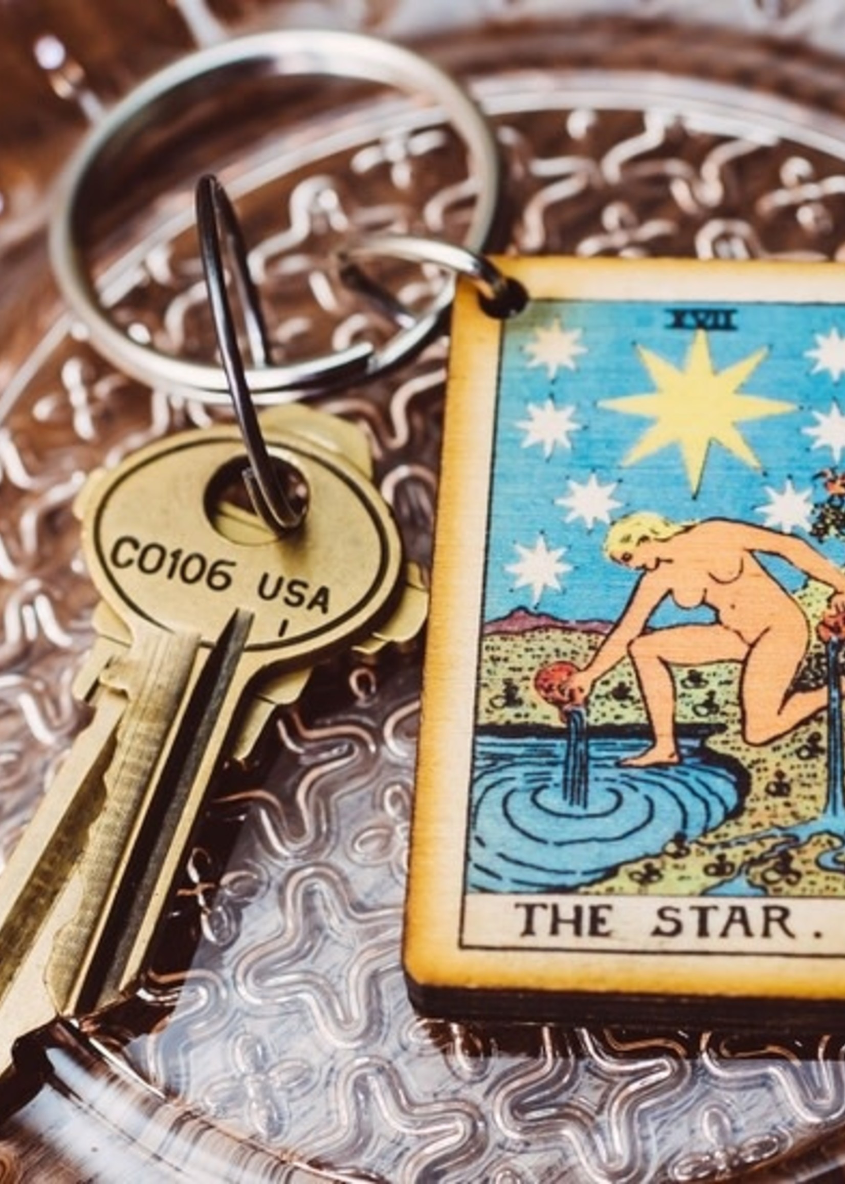 Most Amazing Tarot - 17 - The Star Wooden Keychain
