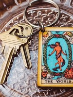 Most Amazing Tarot - 21 - The World Wooden Keychain