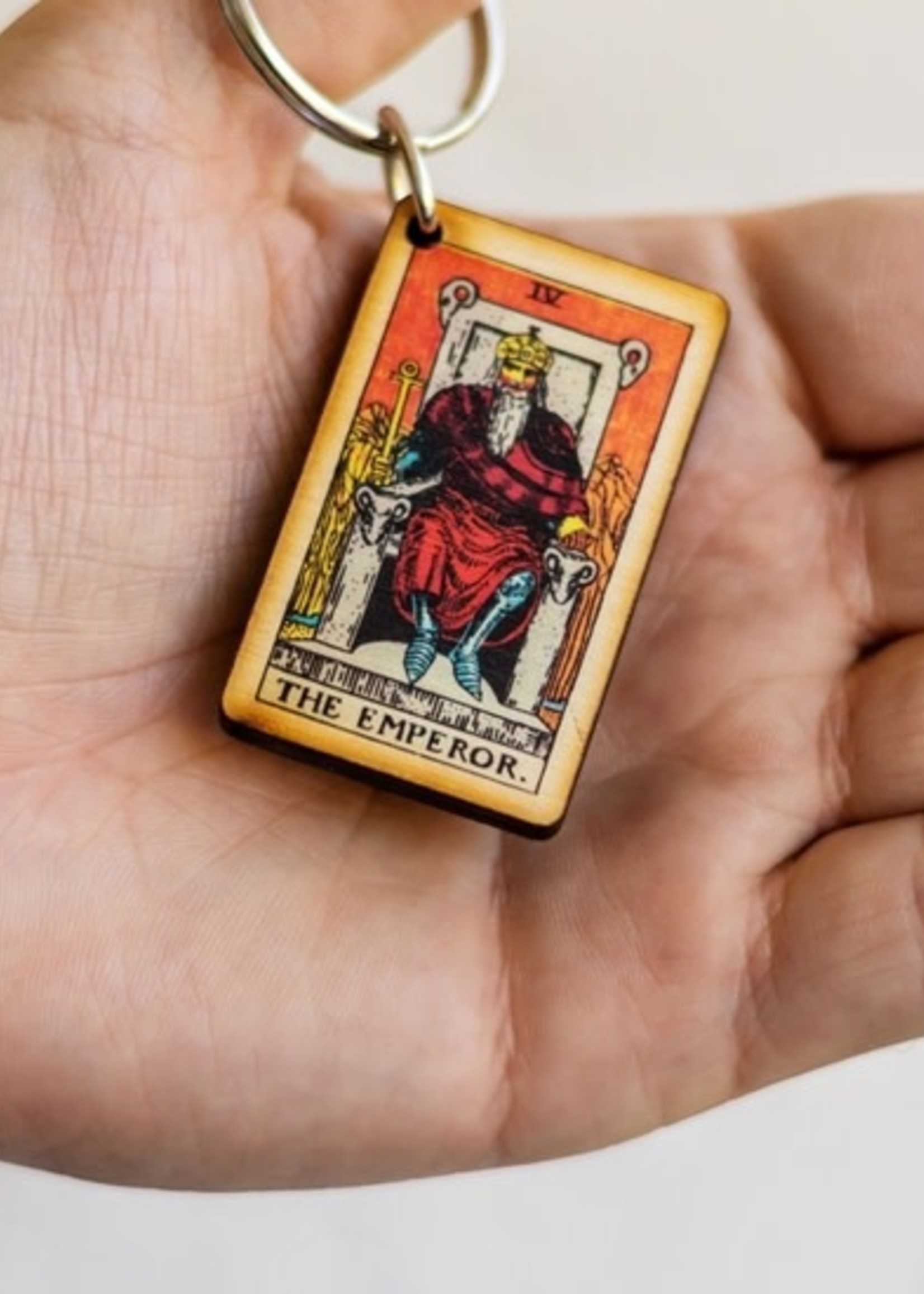 Most Amazing Tarot - 4 - The Emperor Wooden Keychain
