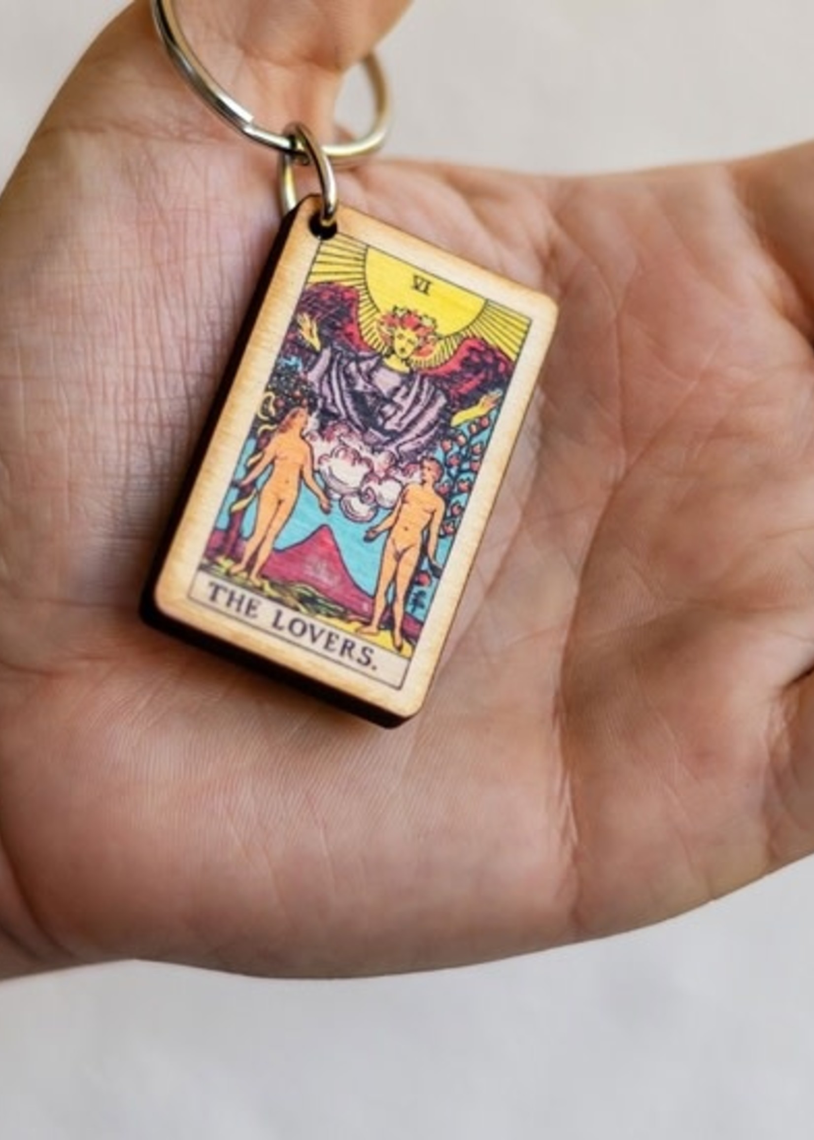 Most Amazing Tarot - 6 - The Lovers Wooden Keychain