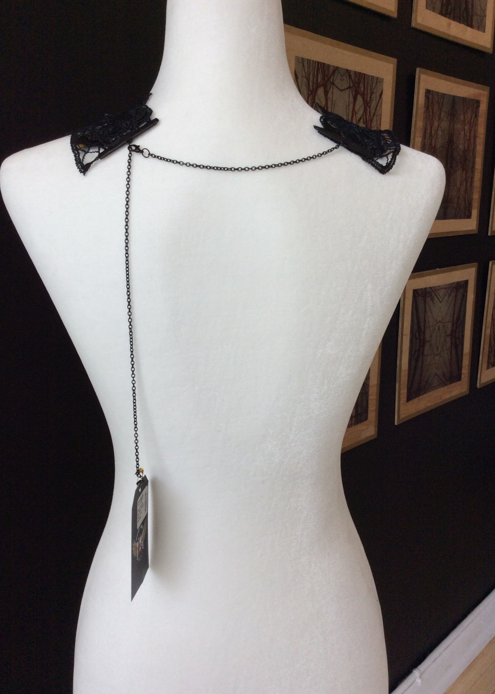 Weapon Of Choice NOLA Green Sparkle Bee Blue Flower Black Lace Necklace