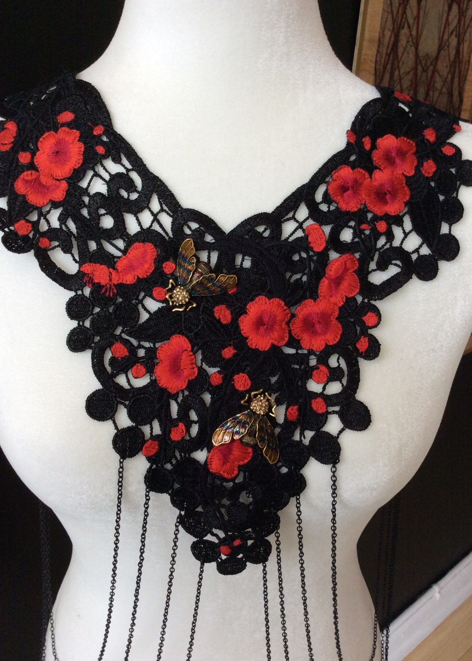 Weapon Of Choice NOLA Rainbow Bee Red Flower Black Lace Harness