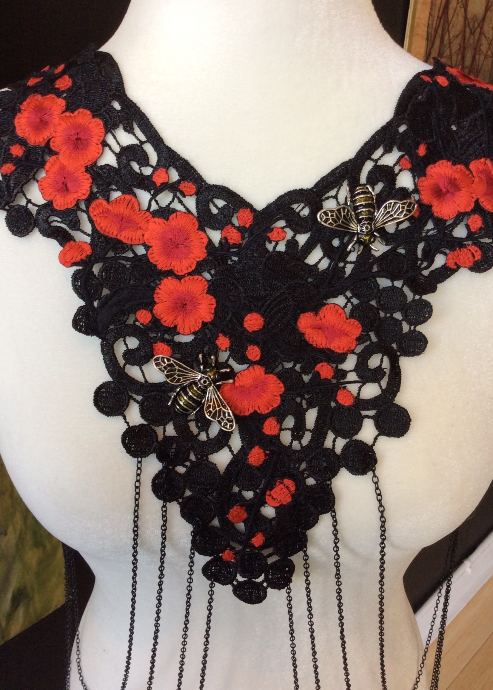 Weapon Of Choice NOLA Yellow Bee Red Flower Black Lace Harness