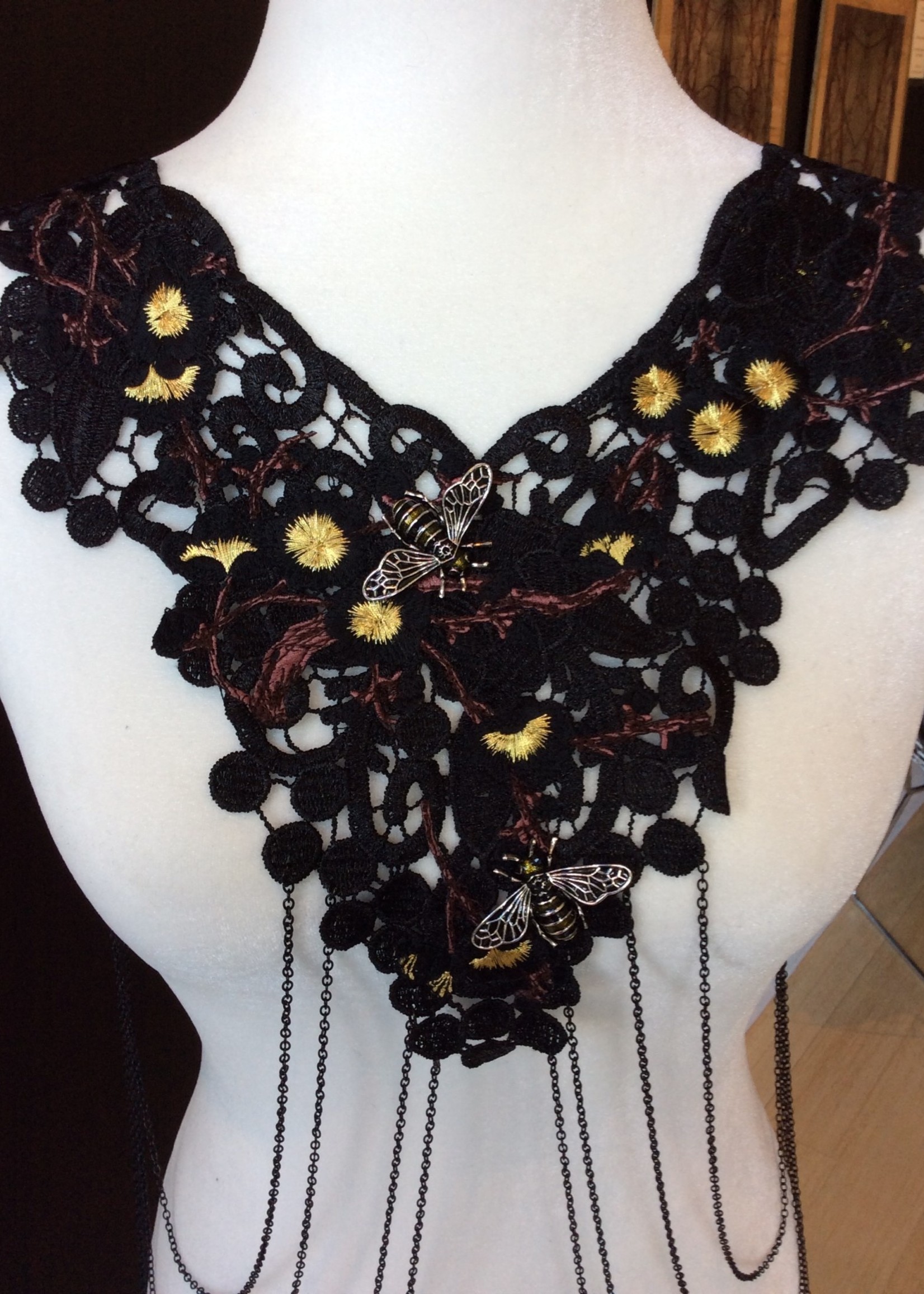 Weapon Of Choice NOLA Yellow Bee Yellow Flower with Branch Accents Black Lace Harness