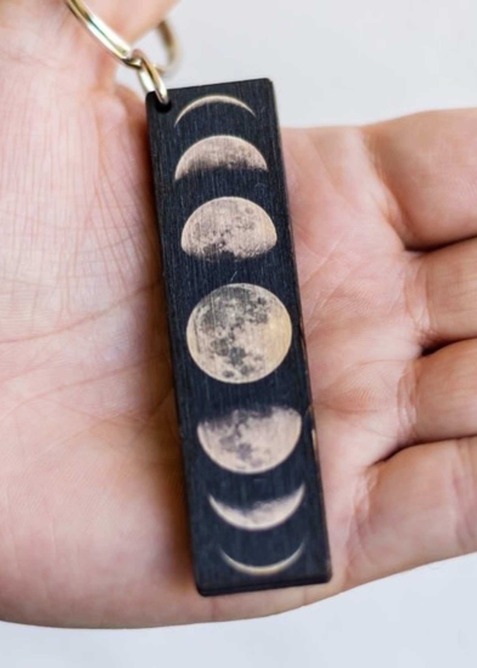 Most Amazing Moon Phases Full Color Wooden Keychain