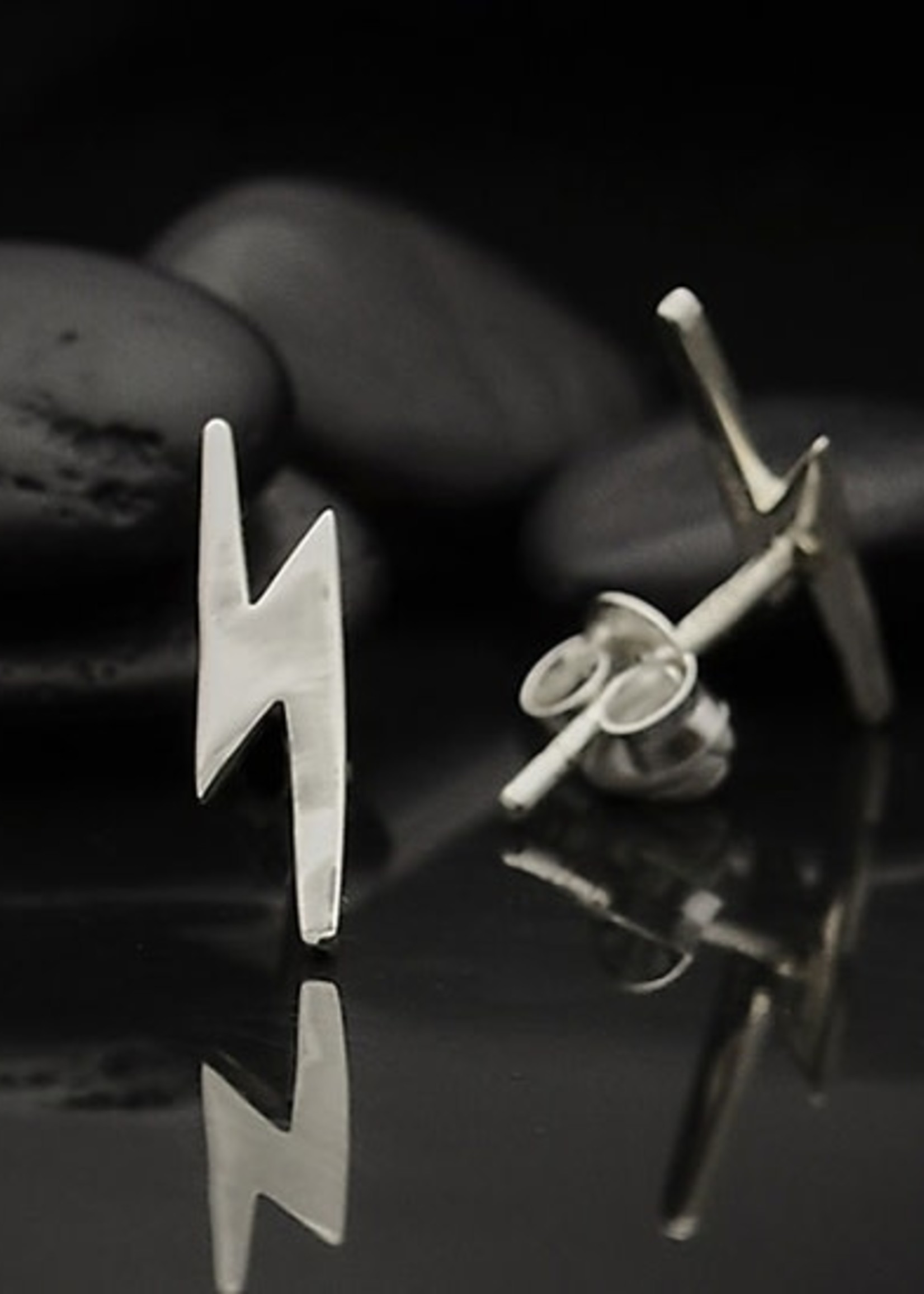 Nina Designs Sterling Silver Lightning Bolt Post Earrings