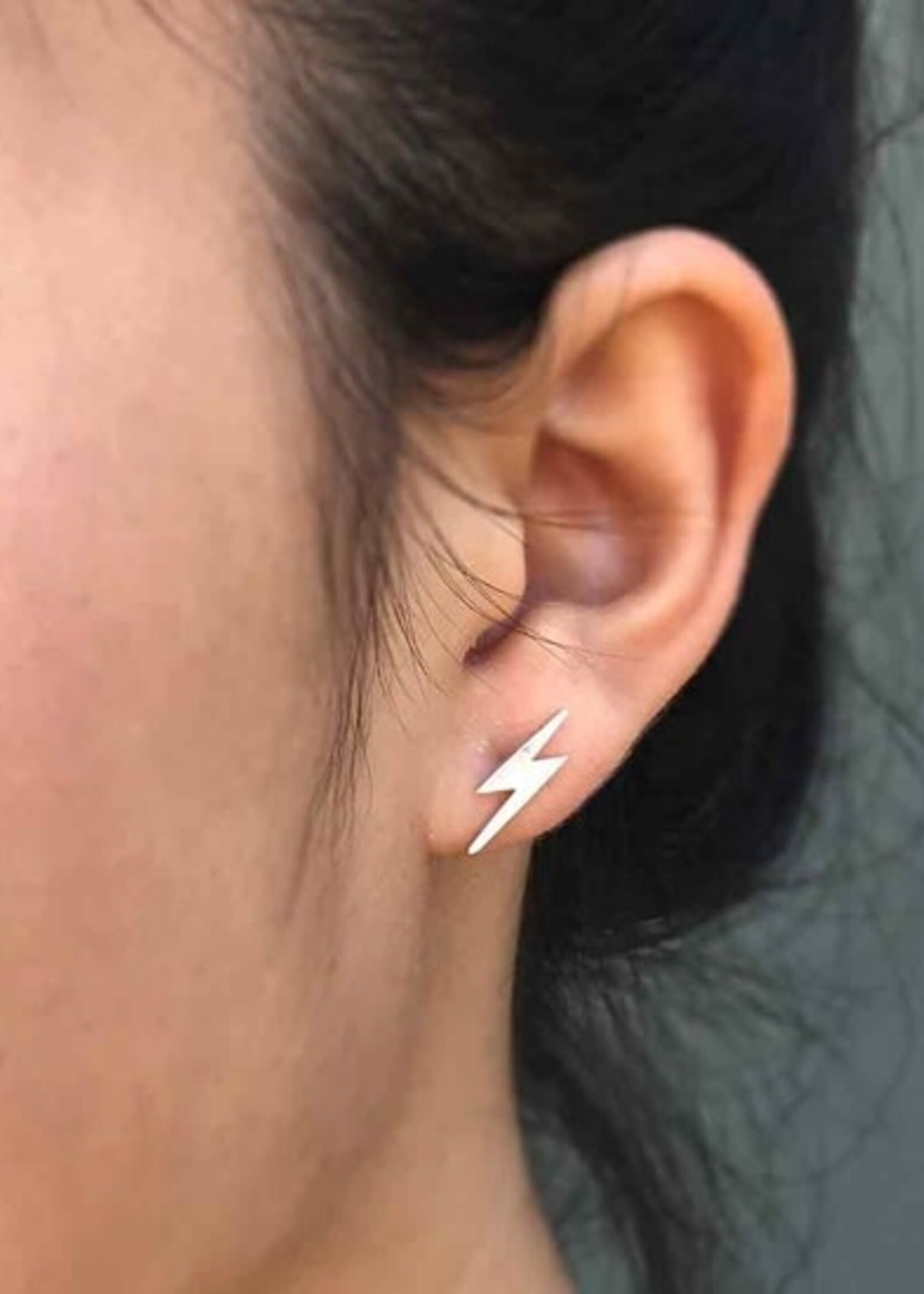Nina Designs Sterling Silver Lightning Bolt Post Earrings
