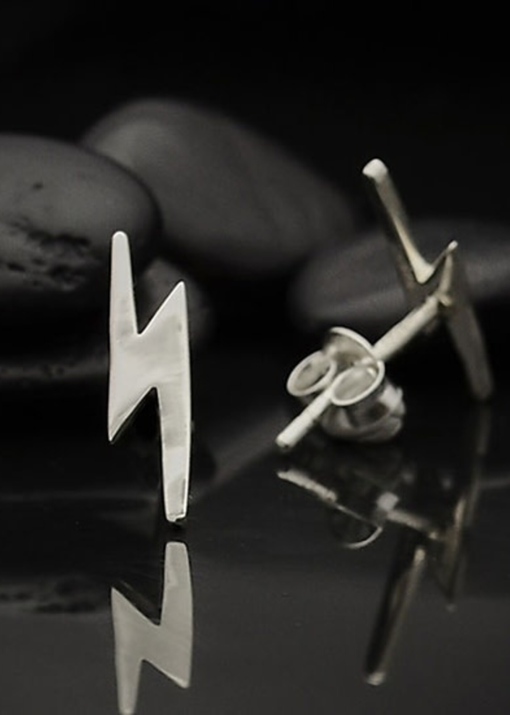 Nina Designs Sterling Silver Lightning Bolt Post Earrings