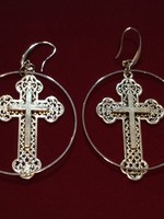 St. James Halo Cross Earrings Silver