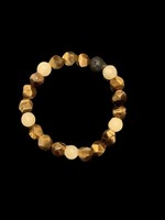 Aragonite & Tiger's Eye Lava Bead Bracelet