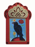 Large Raven Contemplating Modern Icon