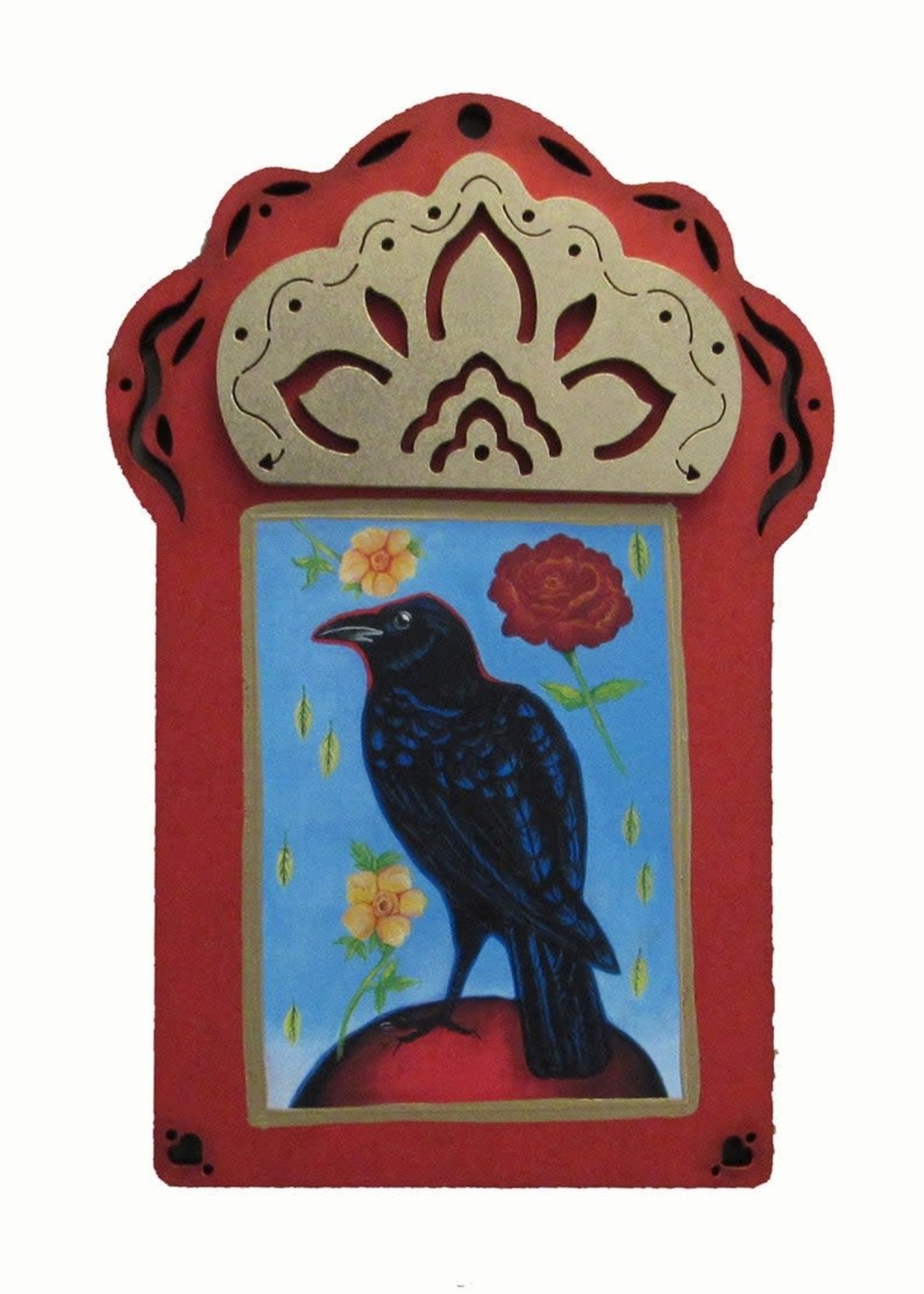 Large Raven Contemplating Modern Icon