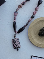 Modern Druid Rhodonite and Black Onyx Necklace