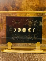 Modern Druid Moon Phase Giclée Print in Golden Folding Frame