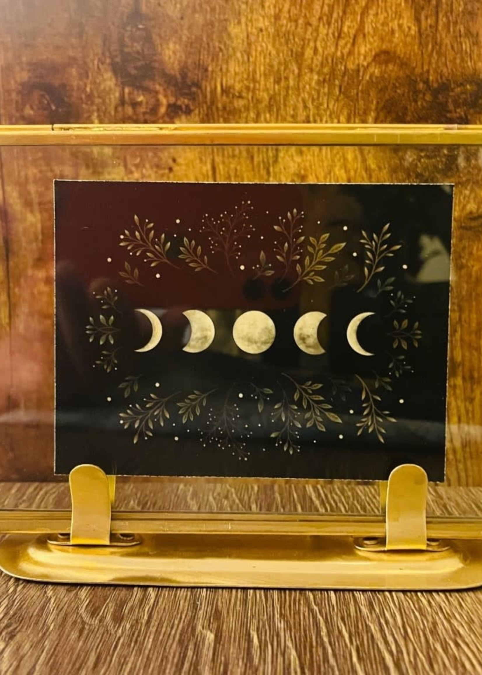 Modern Druid Moon Phase Giclée Print in Golden Folding Frame