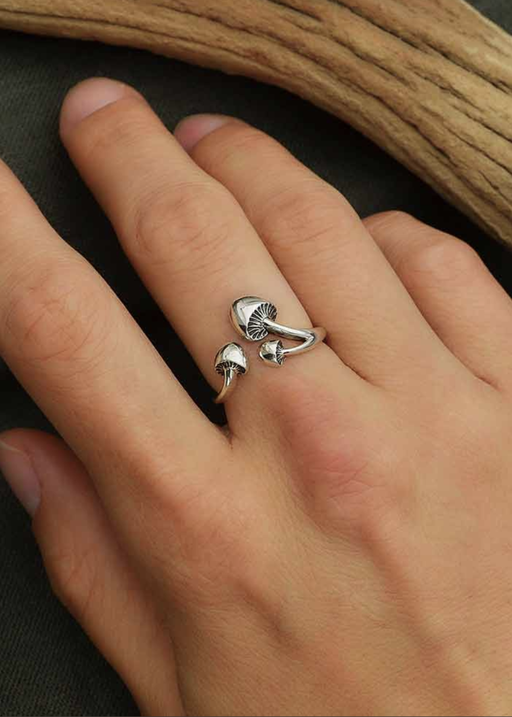 Nina Designs Sterling Silver Adjustable Three Mushroom Ring