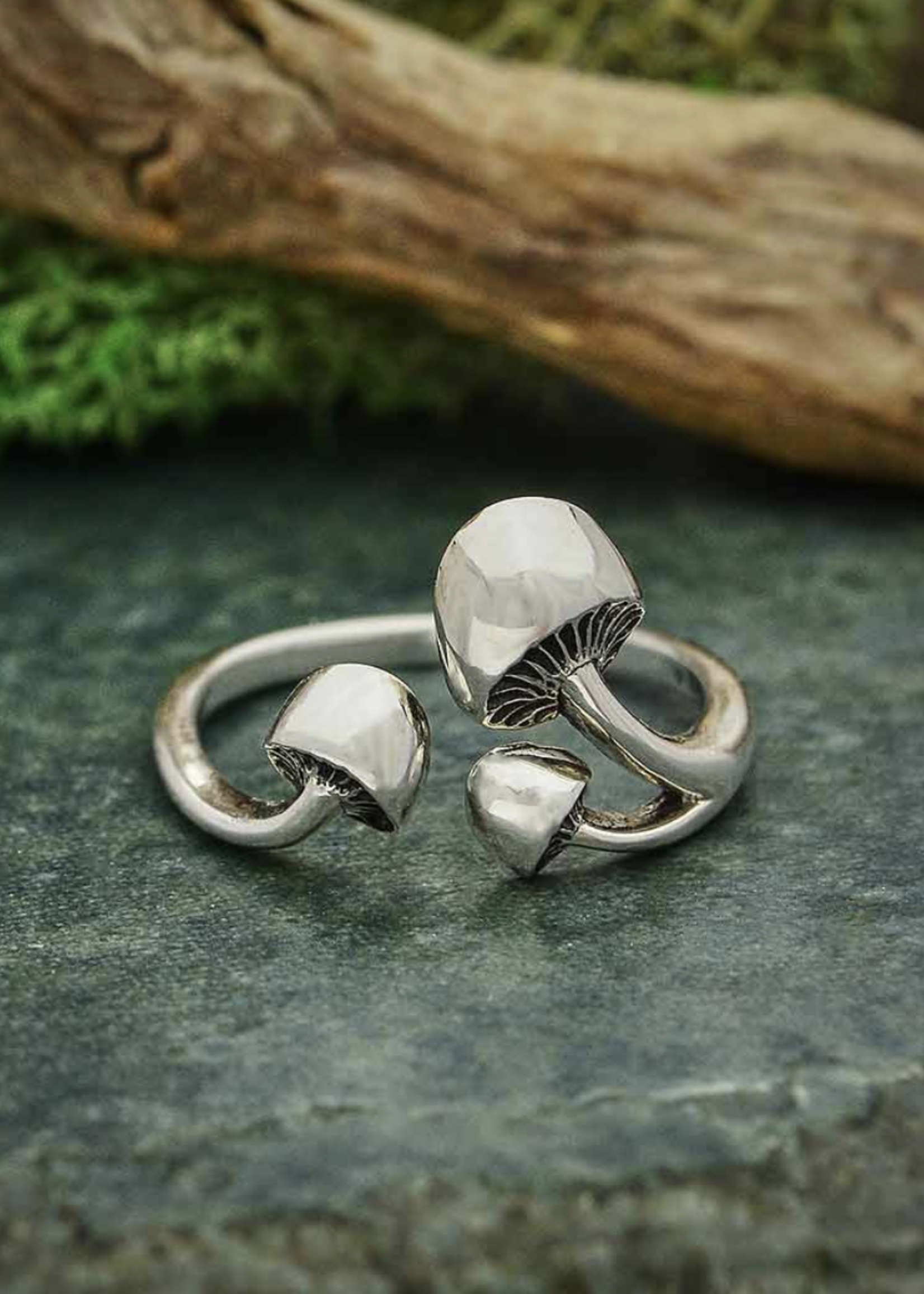 Nina Designs Sterling Silver Adjustable Three Mushroom Ring