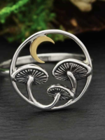 Nina Designs Sterling Silver Mushroom Ring with Bronze Moon