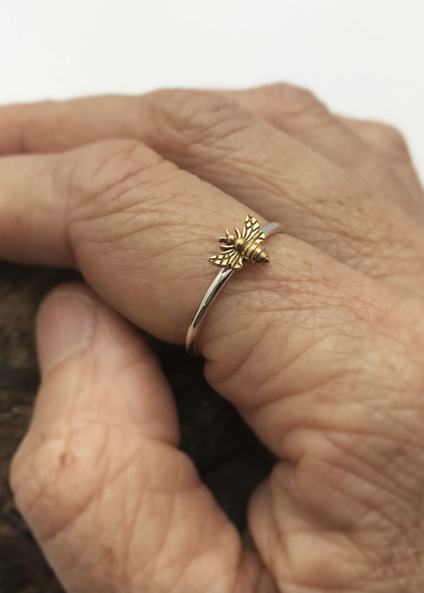 Nina Designs Sterling Silver Ring - Tiny Bronze Bee Ring