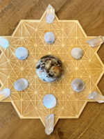 Zen and Meow Tetrahedron Sphere Holder Crystal Grid