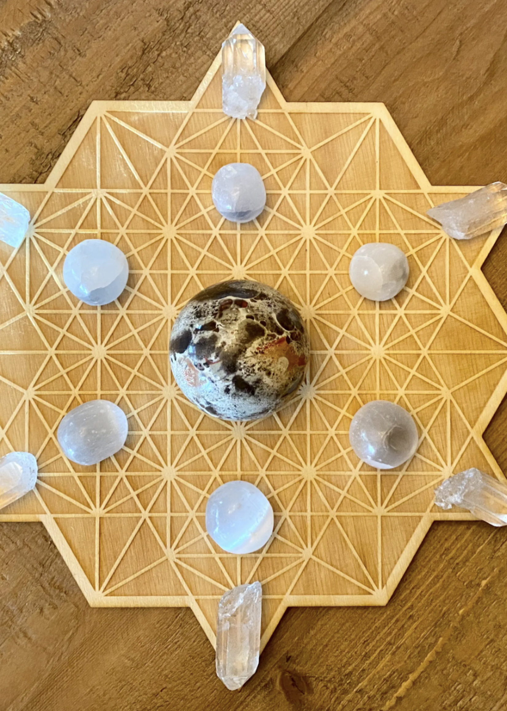 Zen and Meow Tetrahedron Sphere Holder Crystal Grid