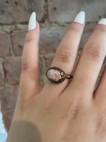 Rhodocrosite Copper Ring