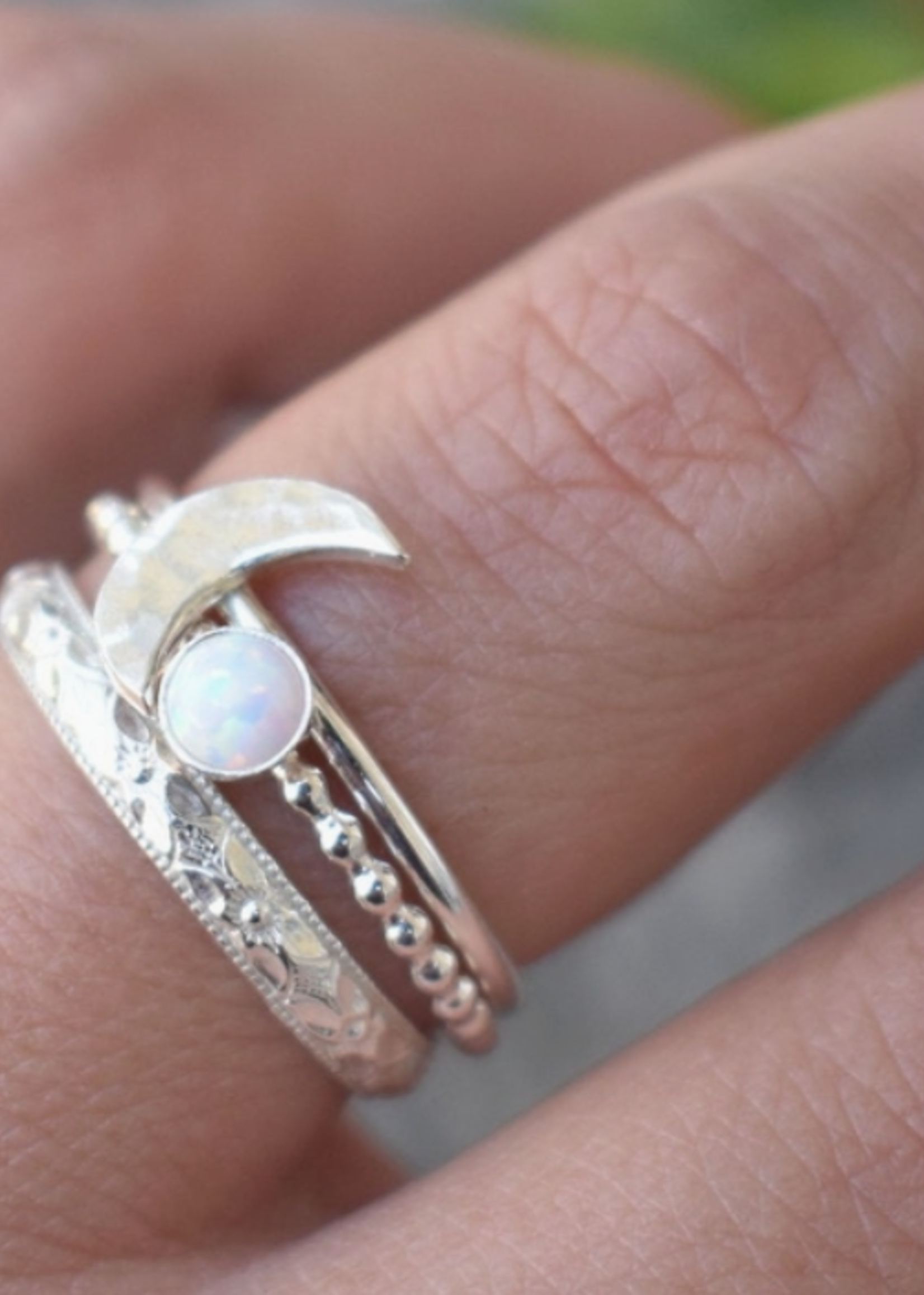 A Wild Violet Moon Crescent Set (3 Rings)