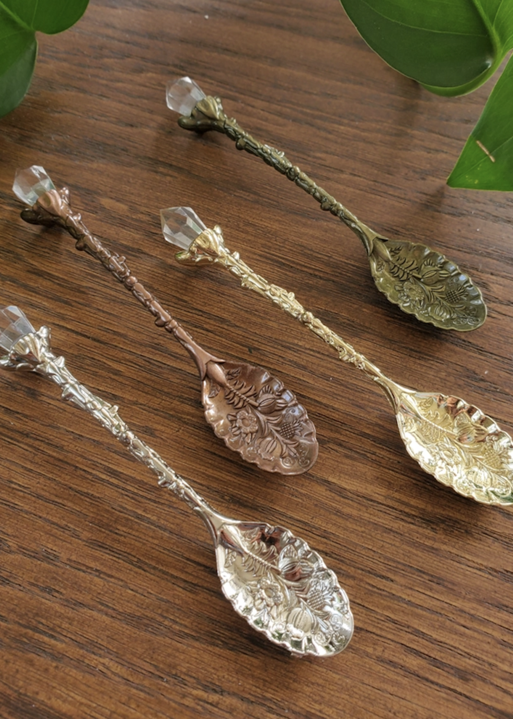 Crystal Ritual Spoon - Antique Brass