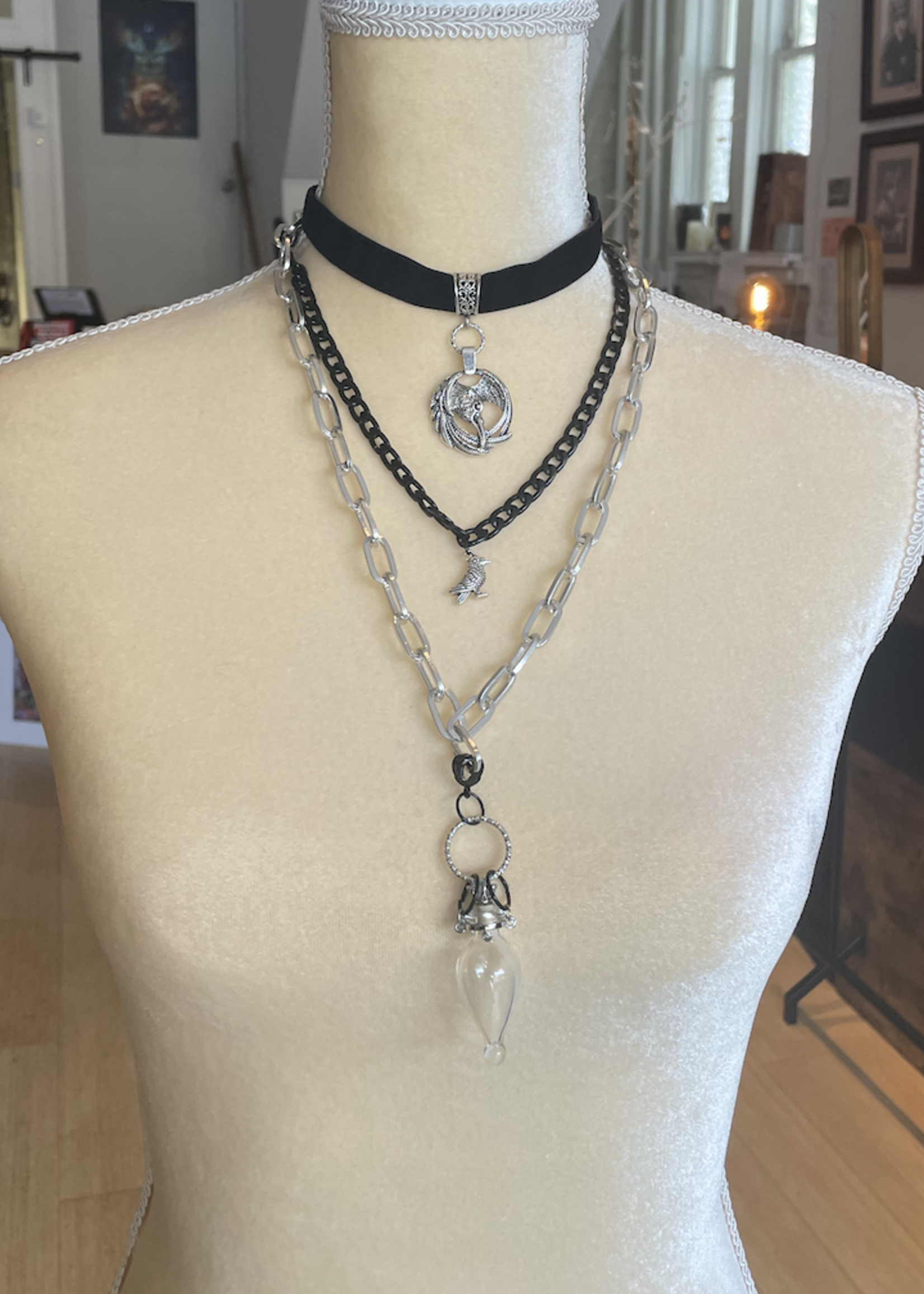 Weapon Of Choice NOLA Glass Ampoule Layered Raven Necklace