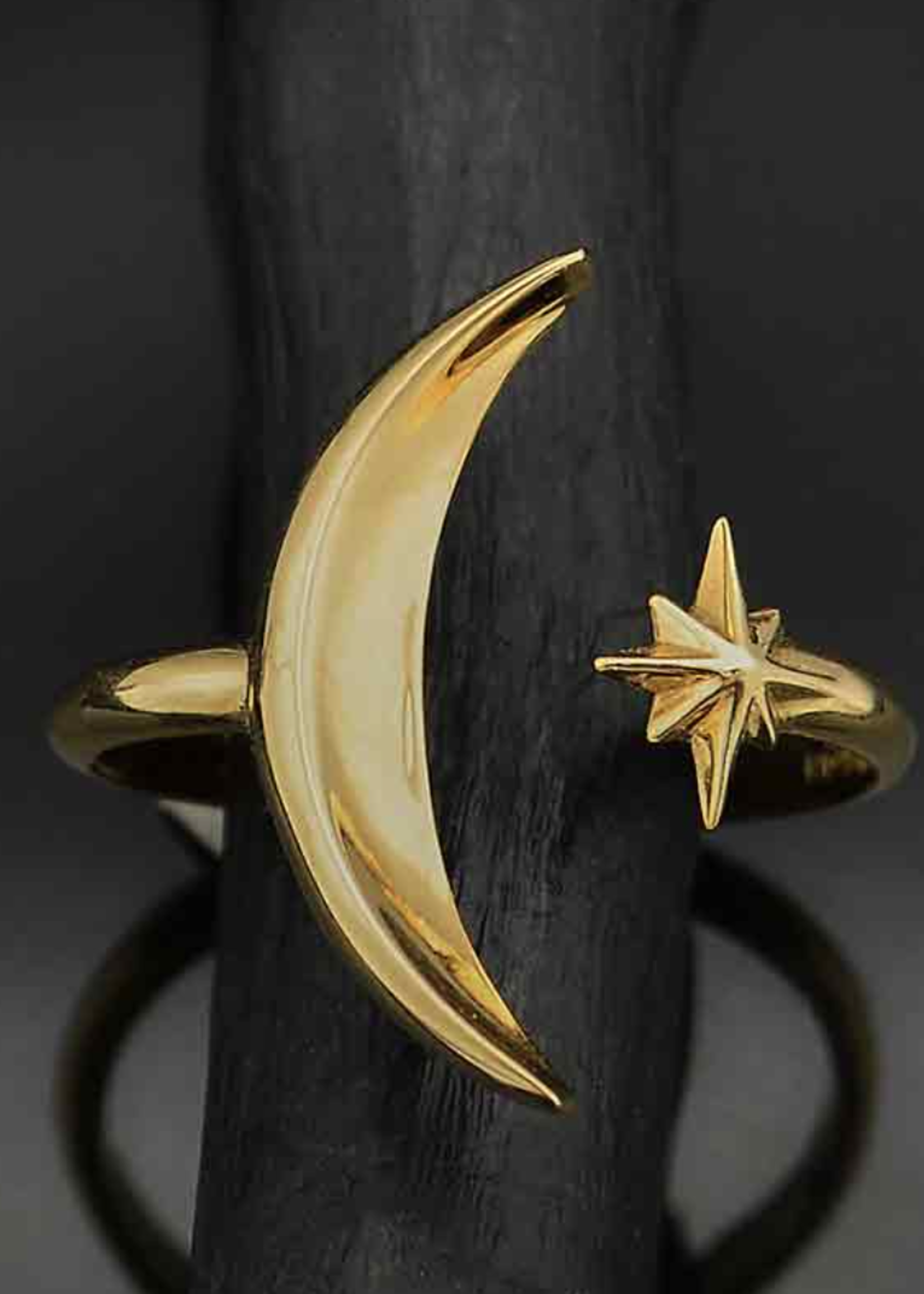Nina Designs Bronze Crescent Moon and Star Ring Adjustable
