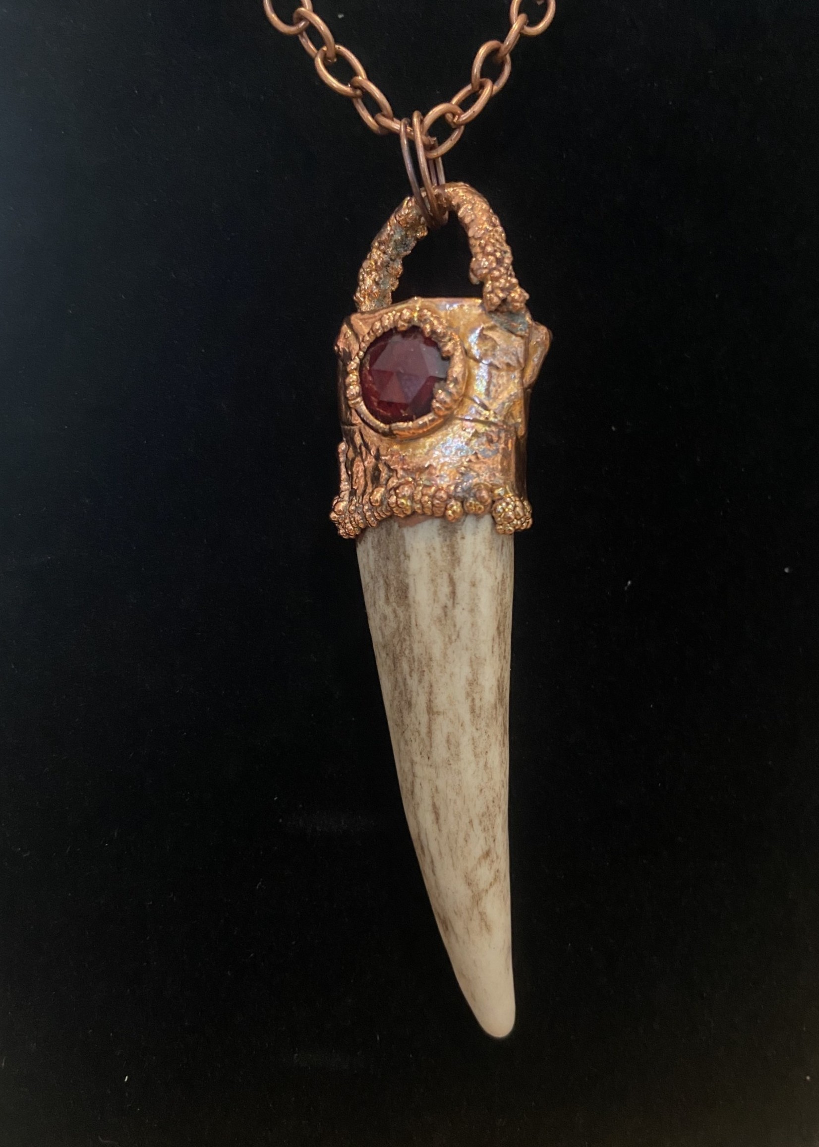 Antler Copper Necklace Garnet