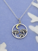 Nina Designs Sterling Silver 18 Inch Mushroom Necklace with Bronze Moon