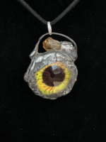 Gail Scherer Double Sided Glass Eye Necklace with Citrine 1