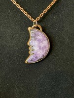 Gail Scherer Copper Moon Face Necklace with Lepidolite 1