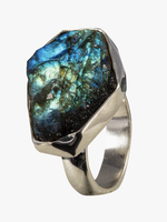 Saraswati Imports Labradorite Raw Stone Sterling Ring 9