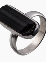 Saraswati Imports Black Tourmaline Sterling Ring 10