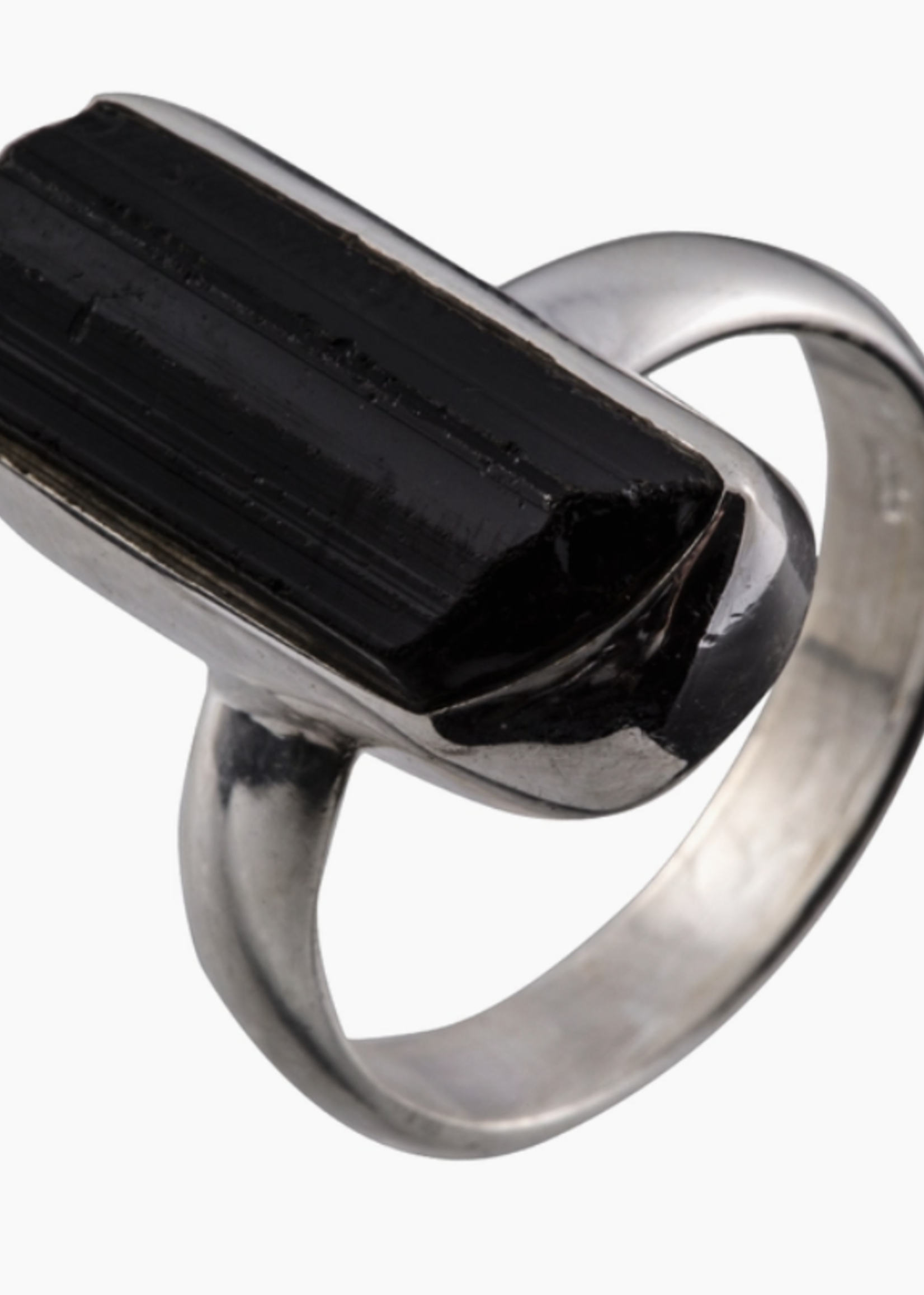 Saraswati Imports Black Tourmaline Sterling Ring 10