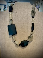 Patsy Tourmalinated Quartz, Black Agate and Quartz Necklace