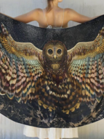 Barn Owl Bird Feather Wings Scarf in Cotton