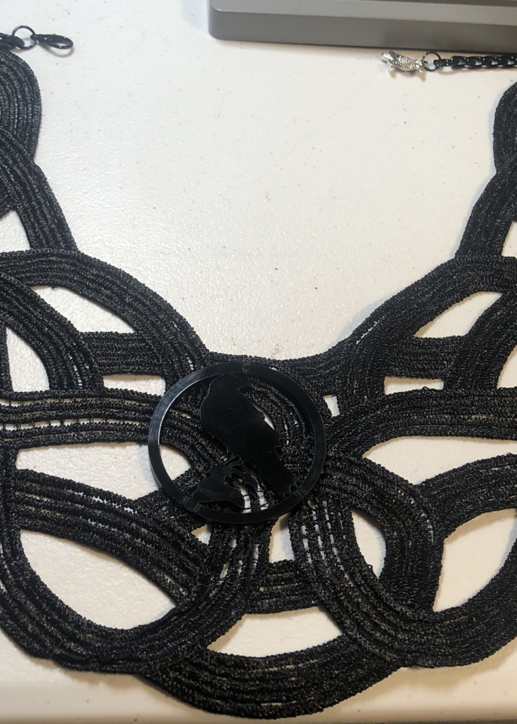Weapon Of Choice NOLA Acrylic Corvid on Lace Knotwork Necklace
