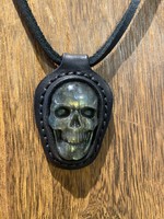 Hiranor Workshop Labradorite Pendant Hand Stitched Leather Necklace