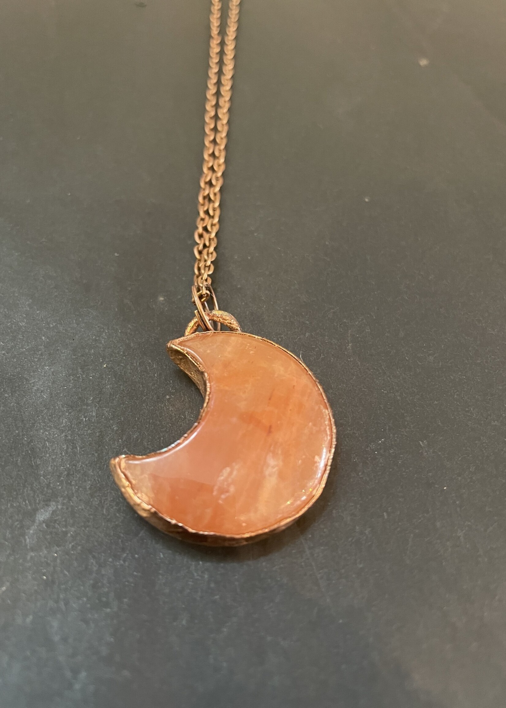 Gail Scherer Copper Moon Necklace with Strawberry Quartz