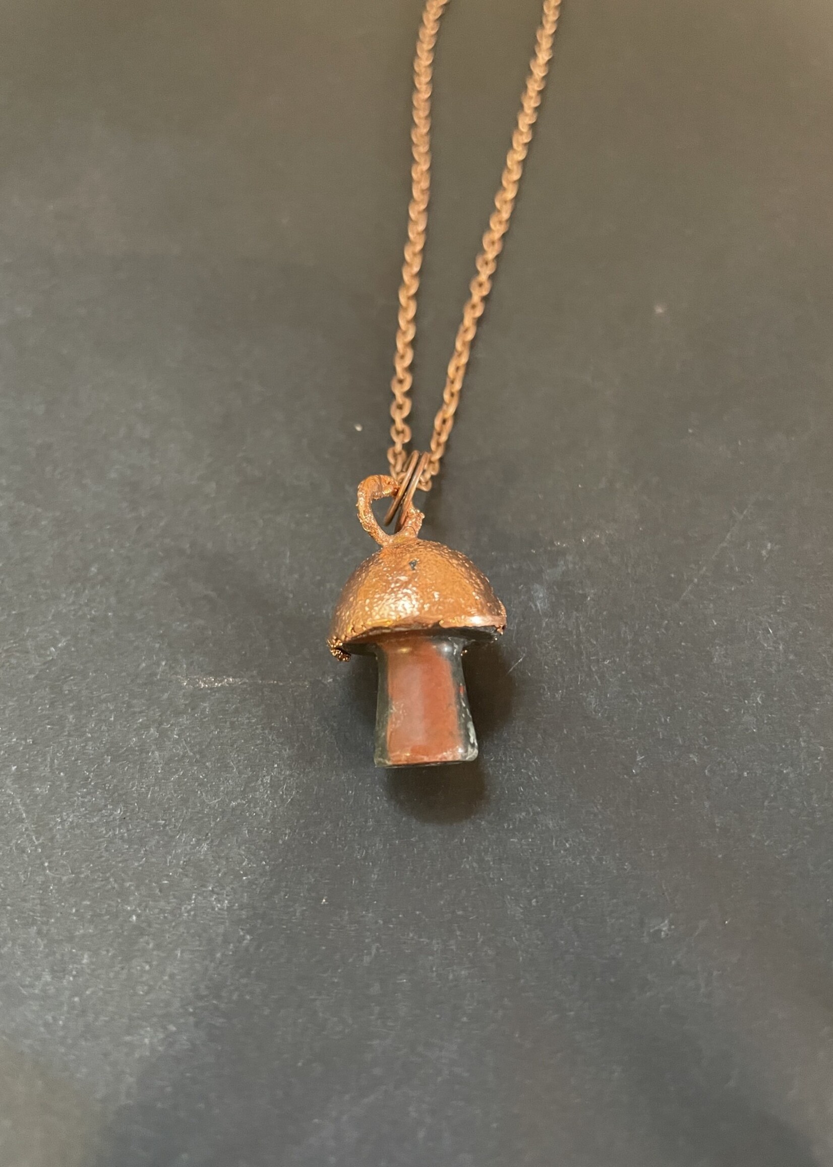 Gail Scherer Copper Mushroom Necklace with Chicken Blood 1