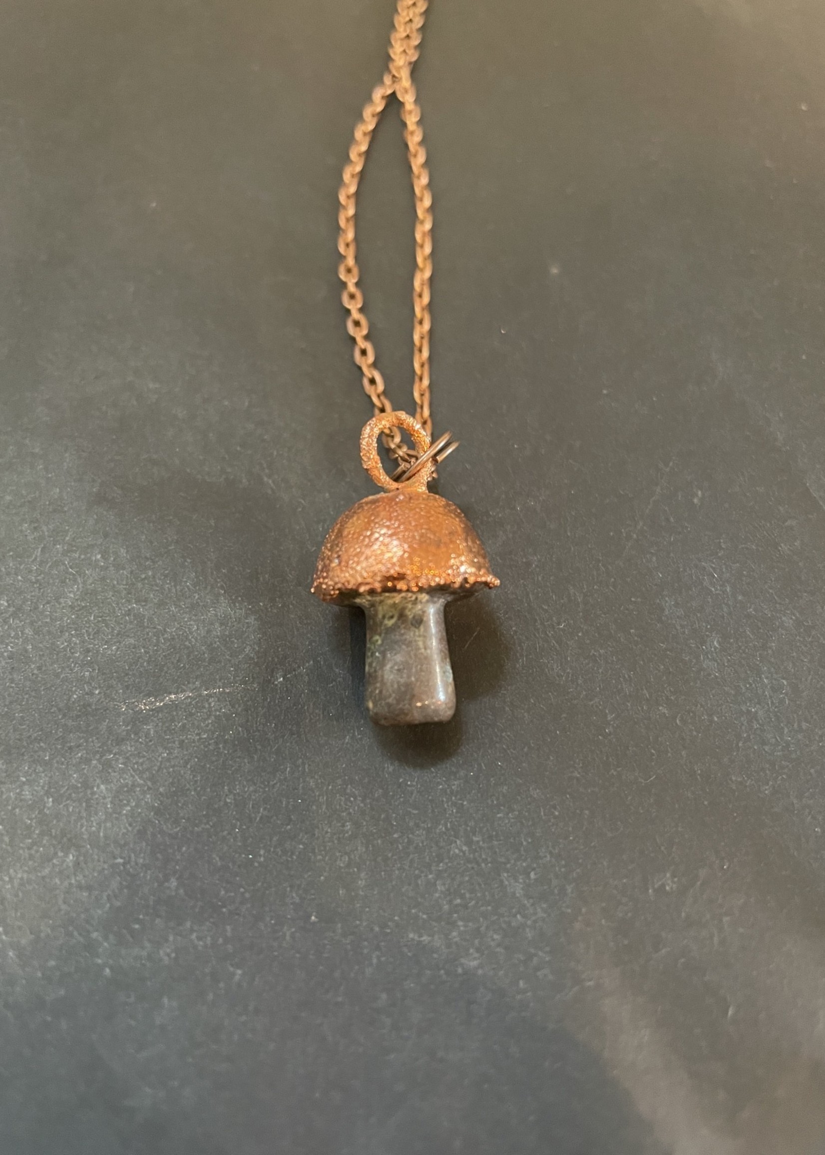 Gail Scherer Copper Mushroom Necklace with Chicken Blood 2