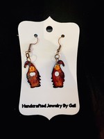 Gail Scherer Enameled Earrings -  Burnt Orange Gnomes