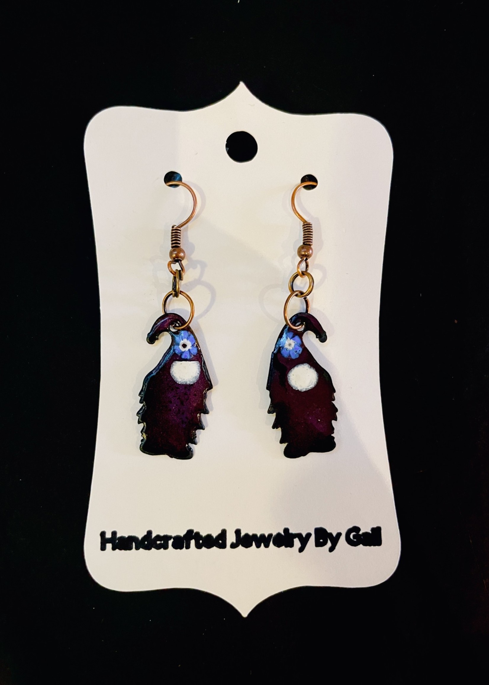 Gail Scherer Enameled Earrings -  Plum Gnomes