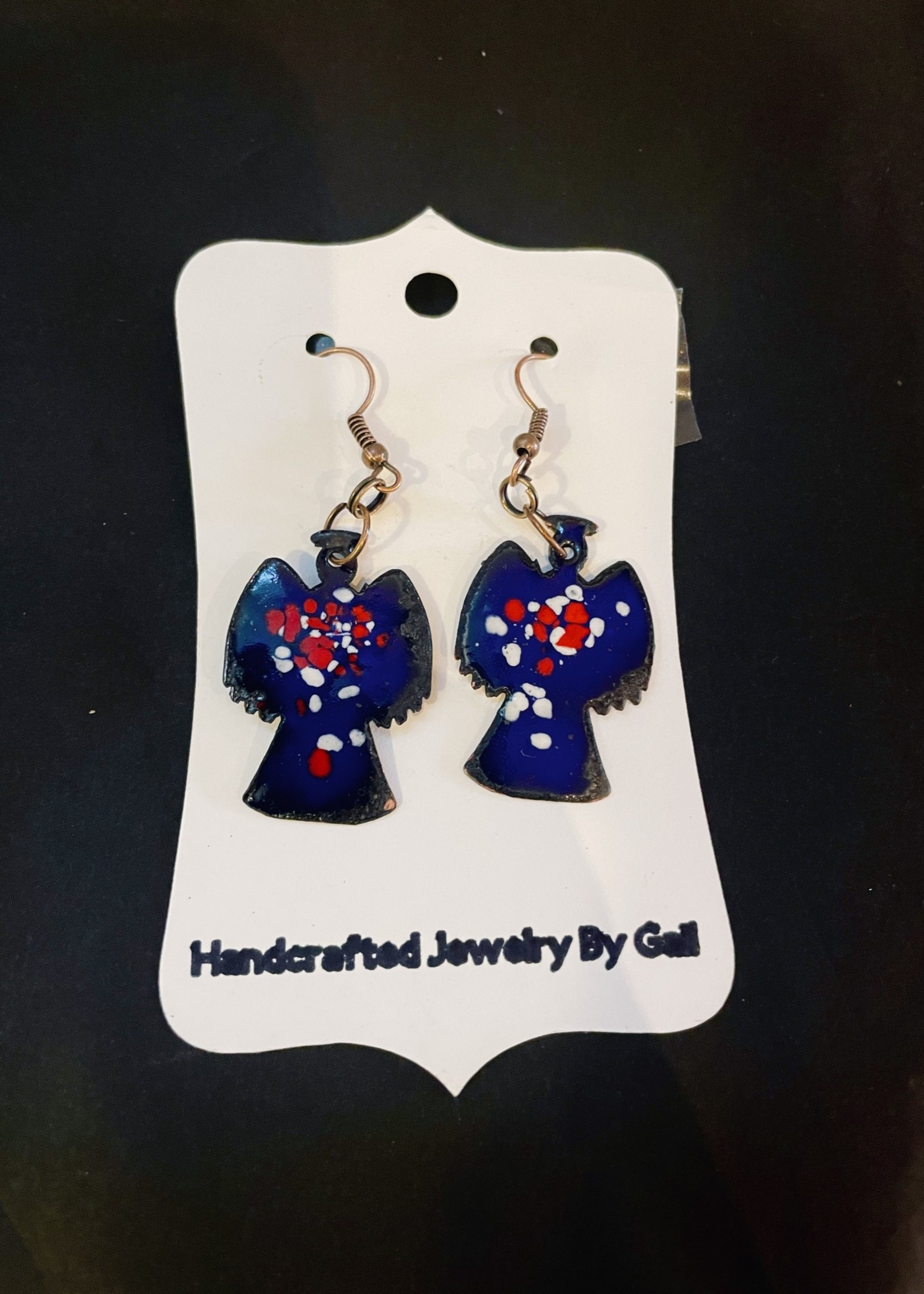 Gail Scherer Enameled Earrings -  Blue Speckled Angels