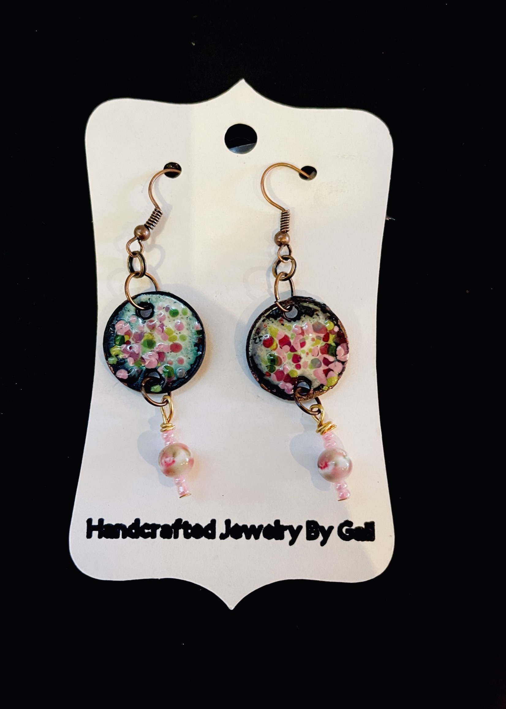 Gail Scherer Enameled Earrings -  Speckled Discs