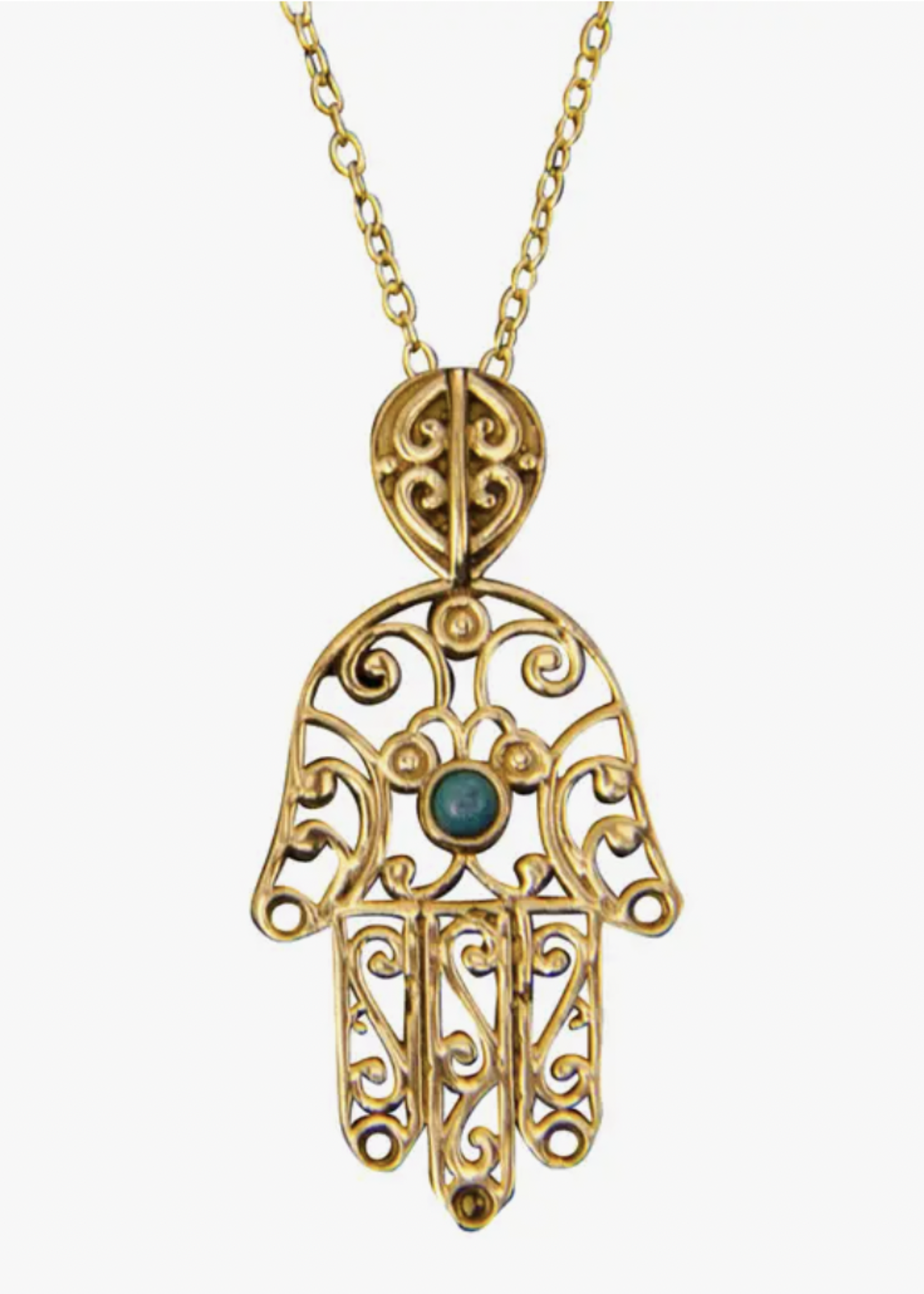 Saraswati Imports Hamsa Brass Pendant Necklace